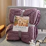 Wohndecken Kuscheldecken 100x120 Lila Violett Decken FüR Sofa Wolldecken Flauschig Weich Sherpa Decke Flanell Bettdecke Schlafdecke Blanket Warme Decken FüR Den Winter Kinder Erw