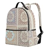 Ahomy Vintage Marmor Keramik Fliese Medaillon Leichtgewicht Grundschule Student Rucksack für Mädchen Büchertasche S
