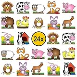 24 x Bauernhof Tiere Farm Kinder-Tattoos, temporäre Tattoos, Partygeschenke Kindergeburtstag, perfektes Mitgebsel, Gastgeschenke, wasserdicht, ungiftig und 100% sicher. Dermatologisch g