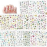 Konsait 3D Design Sommer Nagel Sticker selbstklebende Aufkleber nagel Tattoo Abziehbilder Hawaii Flamingo Kaktus Blume DIY Nail Art Dekoration für Frauen Mädchen Kinder, 15 B