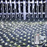 3X2M 200LED Lichternetz Außen Lichterkette Netz Weihnachten Lichterkette Verknüpfbar mit Fernbedienung & Timer 8 Modi für Innen Baum Zimmer Garten Weihnachtsdeko, (Weiß)