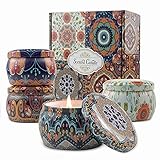 VETOUR Duftkerze Set Aroma Kerzen 4 Stück Geschenkset, Natürliches Sojawachs Kerze von Frühling frisch, Orange,Zitrone, Vanille, Rose, für Mutter Bad Geburtstag Yoga Jahrestag Damen Geschenk