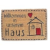 Koko Doormats Fußmatte für den Hauseingang EIN Fußabtreter für Drinnen und Draußen - rutschfeste Matte aus Natürlichen Kokosfasern mit Strapazierfähiger PVC-Basis (Willkommen in unserem Haus)