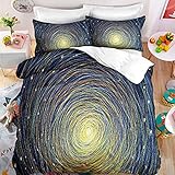 CCBAO 3D-Nacht-Sternenhimmel-Druck Kingsize-Bettwäsche-Set Weicher Bettbezug Für Den Innenbereich 3-Teiliges Set Mit 2 Kissenbezügen, Geeignet Für Schlafzimmer Mit Doppelbett 240x220