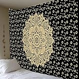 Wandteppich Blumenmandala Khaki Wandtuch Polyester Deko Schlafzimmer Wandbehang Aesthetic Room Decor Tapestry Wandteppich Psychedelic Mit 2 Nicht Abfärbenden Nägeln und 2 Clips 150x100