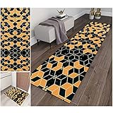 Teppich Läufer für Flur Lange Geometrisches Muster Flurläufer Rutschfester Waschbar Küchen Korridor Lang Teppichläufer Polyester Meterware Anpassbare (Color : #002, Size : 50X350CM)
