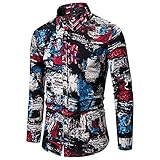 Hemd Herren Herbst Winter Kreative Abstraktes Druck Herren Langarm Modern Urban Slim Fit Kentkragen Strickjacke Herren Shirt Casual Urlaub Zuhause Party Herren S