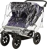 Playshoes Universal Regenverdeck für Geschwister-Buggy, Zwillingskinderwagen Regenhaube, mit Klettverschluss und Gummizug, transparent,