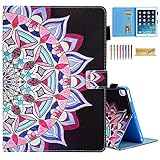 Dteck Schutzhülle für iPad 6. Generation 2018 5. 2017 Air 2 2014 2013 Tablet (9,7 Zoll), schmal, leicht, Leder, mit Standfunktion, automatischer Sleep-/Wake-Funktion (Pretty Mandala)