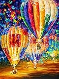 DIY Ölgemälde Straße Sonnenuntergang Straße Heißluftballon Stadt Farbe Wolken Acrylfarbe nach Zahlen Kits für Kinder Erwachsene Anfänger für Hauptwanddekor 16x20 Zoll R