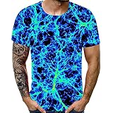 Herren Sommer T-Shirt Rundhals Ausschnitt Slim Fit Baumwolle-Anteil Cooles weißes schwarzes Basic Männer T-Shirt 3D-gedruckte Crew Neck Kurzarmshirt Top