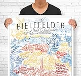 Lieferlokal Stadtposter Bielefeld in limitierter Auflage - 70x100 cm The Bielefelder Poster Unikat - Wandbild mit illustriertem Stadtmotiv - Kunstdruck Poster mit E