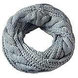 Miobo Zopfmuster Stricken Loopschal Wolle warmen Winter Dicke Schal Schleife Kreis Schal Gestrickte Rundschal Schlauchschal (Hellgrau)