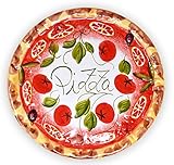 Lashuma Handgemachter Pizzateller Tomate aus Italienischer Keramik, Großer Teller Rund 33