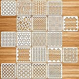 OOTSR 20 Stück Schablonen Set, 20x20cm Zeichnung Malschablonen, Wiederverwendbar Kunststoff Schablonen Vorlagen für Holz, Boden, Möbel Wandgestaltung, DIY Scrapbooking Handwerk Dek