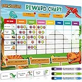 Acdolf Dinosaurier Belohnungstafel Für Kinder, Fördert Gutes Verhalten und Anpassbar Mit Auswahl an Magneten und Trockenlöschfunktion, Verantwortlichkeits-Sternendiagramm für Kinder zu H