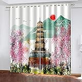 YTSDBB Blickdichte Gardinen Verdunkelungsvorhang Turm Blumen Kreativität B 150 x H 166 cm 3D Digitaldruck Druckmuster Öse thermisch isoliert 90% für Schlafzimmer Wohnzimmer ​Kinderzimmer Junge mit M