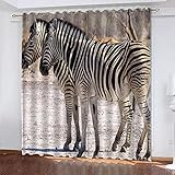 TTBBBB Vorhang Kinderzimmer Mädchen Zebra Tier B 234 x H 183 cm Gardinen Verdunkelungsvorhang Schlafzimmer Kinderzimmer Thermovorhang Fensterdekoration 3D Muster Ösen schal 2Er S