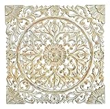 Meinposten. Wandornament Mango Holz 50x50 cm Shabby Ornament Holzornament Holzbild Creme Wandb