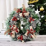 RMBLYfeiye Weihnachtskranz Deko Weihnachten Advent Tannenzapfen Kranz mit Beeren Künstliche Weihnachtskränze Christmas Hanging Decoratio nTür Wand Ornament mit Tannenzap