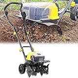 IOUYRRN Schnurlose elektrische Tiller mit Rädern, drahtloser, Garten elektrischer Kultivator, kraftvoller Gartenboden elektrische Hacke für Gartenrasen, Bodenlarung