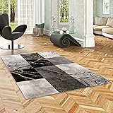 Pergamon Teppich Kurzflor Wohnzimmer Designer Teppich Maui Modern Schwarz Gold Barock in 5 Größ