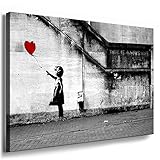 Fotoleinwand24 - Banksy Graffiti Art There is Always Hope / AA0134 / Bild auf Keilrahmen/Grau / 120x80