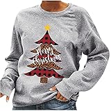 yiouyisheng Damen Pullover Merry Christmas Langarmshirt Weihnachten Rundhals Langarm Sweatshirt Frauen Printed Pullover Bluse Tops Teenager Mädchen Herbst Winter Weihnachtsp