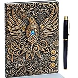 3D Phoenix Vintage Tagebuch+ Stift,A5 Notizbuch Liniert,Personal Organizer Planer Journal Notebook,GeburtstagGeschenk für Männer Frauen Erw