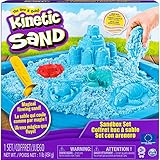 Kinetic Sand Sand Box Set mit blauem Kinetic Sand, 3 Förmchen und S