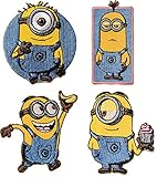 alles-meine.de GmbH 4 TLG. Set: Bügelbilder -  Minion  - 6 cm * 6,7 cm - Aufnäher Applikation - Minions / Ich einfach unverbesserlich - gestickter Flicken - Jungen & Mädchen /