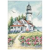 Cross Stitch Embroidery Kit Gartenhaus am Meer 11CT Cross Stitch Stamped Embroidery Starter Kit DIY Anfänger Erwachsene Stickset Perfektes Ornament-16x20