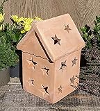 Haus 25 cm hoch, beleuchtbar aus Terracotta Deko Garten Weihnachten Stern Motiv Lebkuchenhaus W