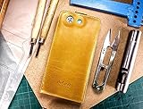 Urcover Akira Hand Made Echt Leder Handyhülle kompatibel mit Sony Xperia Z3 Compact Wallet Flip Cover Handgemacht Case Schutzhülle Etui Flip Wallet Pen B