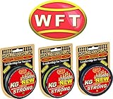WFT KG Strong 300m 0,18mm 22kg, geflochtene Schnur, Meeresschnur, Angelschnur, Geflechtschnur, Farbe:Gelb