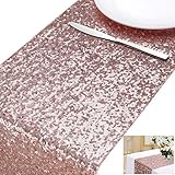 MengH-SHOP Tischläufer Pailletten Rosegold Tischdecken Tischfahne Dekoration für Party Hochzeit Geburtstag Baby Duschen 30 * 280