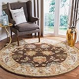 Safavieh Bergama Collection BRG136B Handmade Brown and Ivory Premium Wool Round Area Rug (8' Diameter)