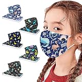 JINGYUA 50 Stück Kinder Mundschutz Einweg 3D Dinosaurier Druck Mund und Nasenschutz Masken Cartoon Motiv 3-lagig Einmal MNS Mund-Tuch Staubdicht Atmungsaktiv Tücher für Jungen M
