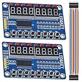 Youmile 2PCS TM1638 8-Bit LED Digitalröhre 8 Tasten TM1638 Anzeigemodul für Arduino AVR ARM mit Dupont Kab