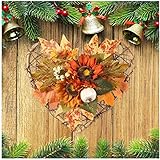 LIUXIN Türkranz Künstliche Herbst Kranz, Herzförmig Haustür Dekoration Herbst Künstliche Eukalyptus Kranz Ideal für Weihnachten Halloween Indoor Outdoor D