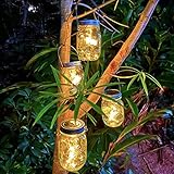 XayiRYY Solarlampen für Außen - 4 Stück Solar Licht Einmachglas Wasserdichte, mit 30 Led, Solarleucht für Außen Garten Deko, für Gartenarbeit/Indoor Schlafzimmer Home Weihnachtsdek