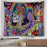 NHhuai Wandteppich Wandtuch, Wandbehang Tuch,Baumwolle Wand tucher Bunter Psychedelischer Waldpflanzenhintergrundtepp
