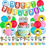 The Octonauts Party Dekoration Zubehör Set, 35 Stück The Octonauts Kinder Geburtstag Luftballons, Cupcake Topper, Happy Birthday Banner Hängende Dekorationen für Octonauts Theme Boys Geburtstag