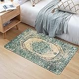HGGOP Orientalische Medaillon Vintage Area Teppich Traditionelle Vintage Floral Area Teppich-Eingangs-Teppich Distressed Fußmat-Maschinenwaschbare Teppich rutschfest for Badezimmer Küche B