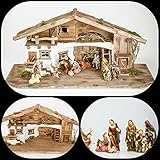 Holz und Gartentrends Weihnachtskrippe Krippe Krippenstall Weihnachten Weihnachtskrippen Tischkrippen Krippenfiguren (Weihnachtskrippe W11+Figuren)
