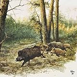 20 Servietten Wildschweine im Wald als Tischdeko für den Herbst mit Tiermotiv 33x33