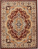 Carpeto Klassischer Orientteppich & Perserteppich mit Orientalisch Muster Kurzflor in Beige Braun/TOP Preis - ÖKO TEX (140 x 200 cm)
