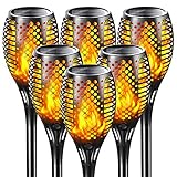 6 Stück Solarleuchten Garten Außen, Solarlampe Solar Flammenlicht, Flackernd Gartenfackel Fackeln IP65 Wasserdicht, Automatische Ein/Aus für Hinterhöfe, Hof,Balkon,Auffahrt,Weg