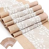 1pc 12 'x 108' Hessische Jute Tischläufer + 10 Stück Besteckbeutel, Bauernküchen Tischläufer, natürliche Bauernhaus Mittelstücke für Tische, Esstisch Läufer für Geburtstagsfeier Hochzeit Home D