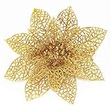 Sayla Weihnachten Dekoration 10pcs Weihnachtsbaum-künstliche Blumenverzierung Weihnachtsdekor-Funkeln-Geburtstagsfeier (Gold)